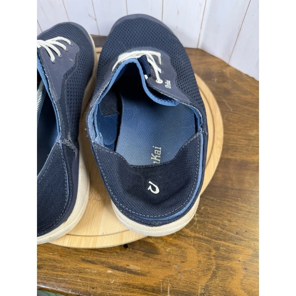 OluKai Sneakers Mens 11.5 Blue Moku Pae Boat Shoes Mesh Breathable Drop-In Heel